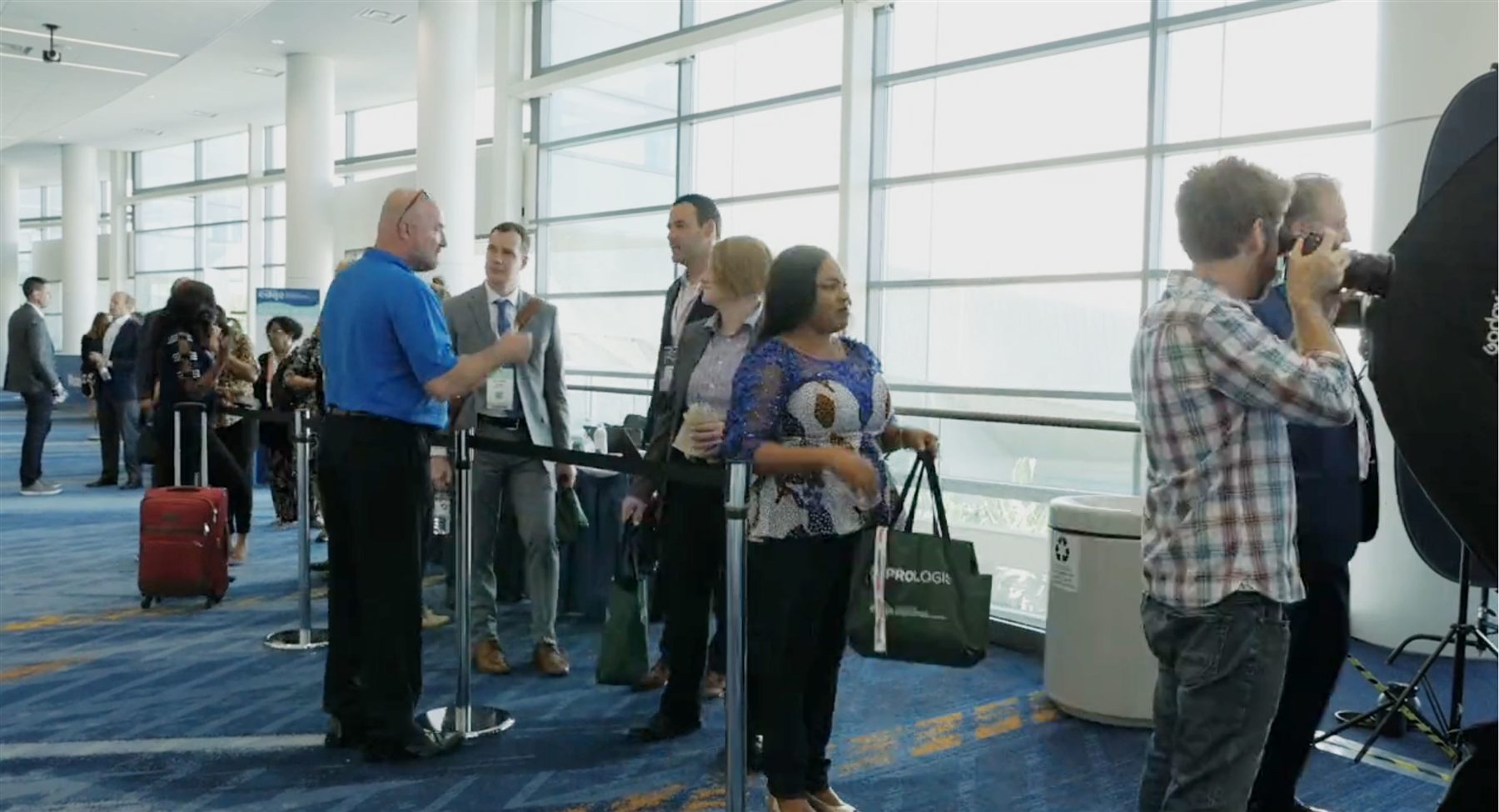 ExpoTraffic headshot lounge queue at Anaheim Convention Center, 2021